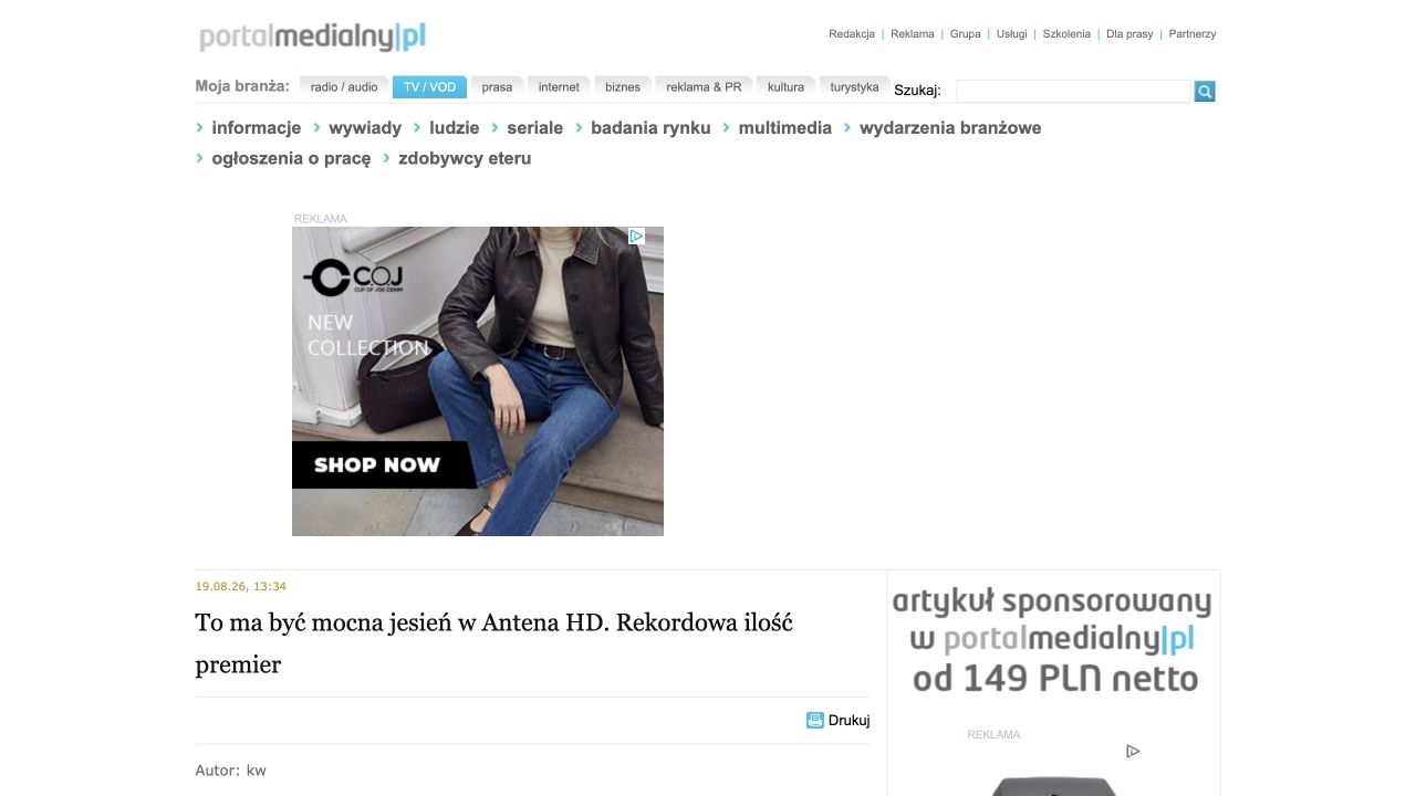 Publikacja: To ma być mocna jesień w Antena HD. Rekordowa ilość premier