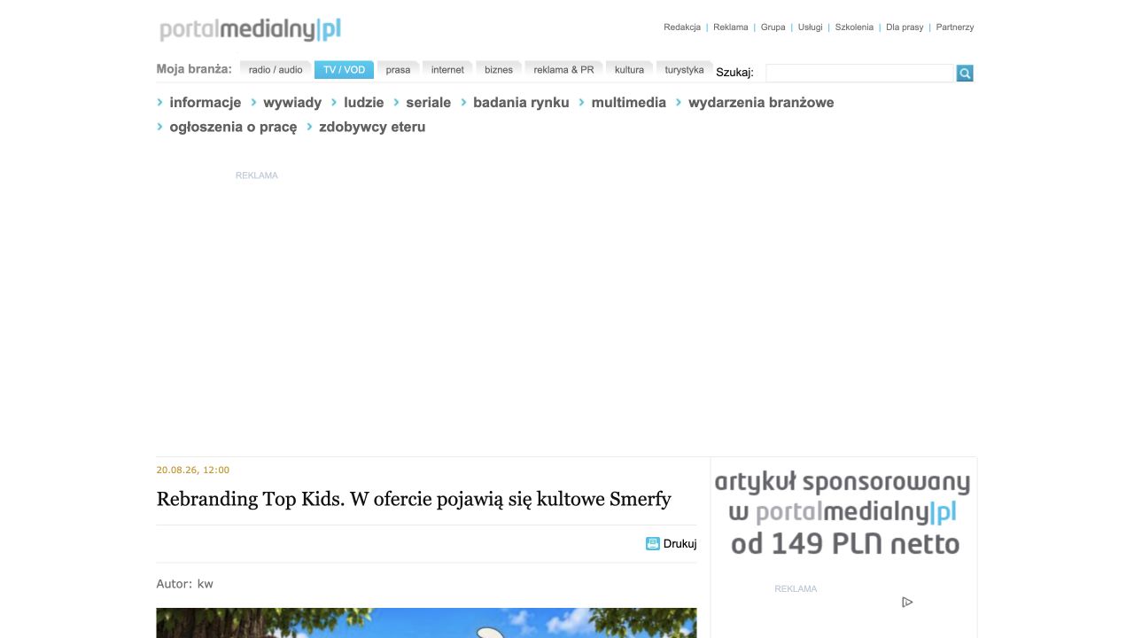 Publikacja: Rebranding Top Kids. W ofercie pojawią się kultowe Smerfy