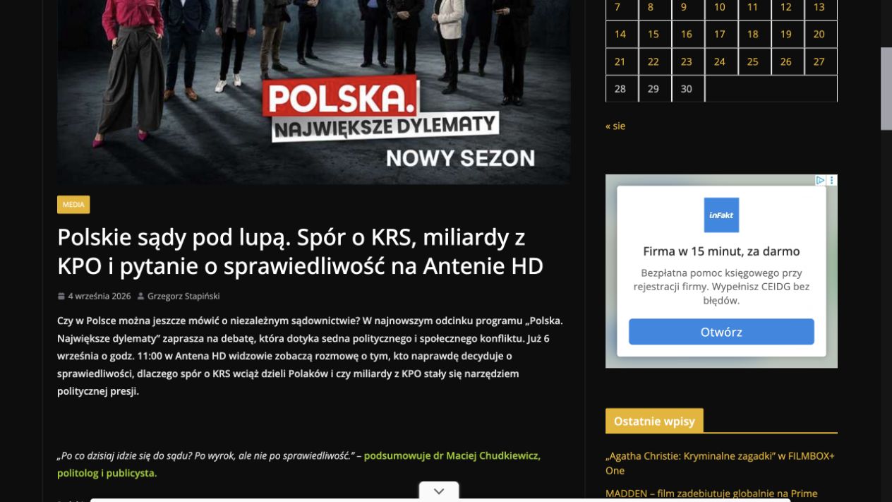 Publikacja: Polskie sądy pod lupą. Spór o KRS, miliardy z KPO i pytanie o sprawiedliwość na Antenie HD