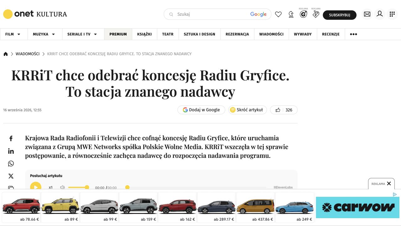 Publikacja: KRRiT chce odebrać koncesję Radiu Gryfice. To stacja znanego nadawcy