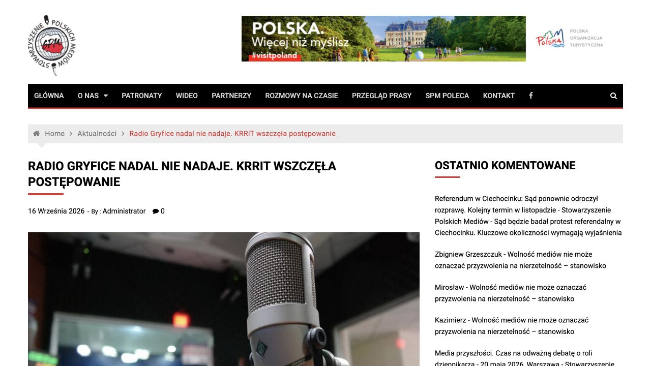 Publikacja: Radio Gryfice nadal nie nadaje. KRRiT wszczęła postępowanie