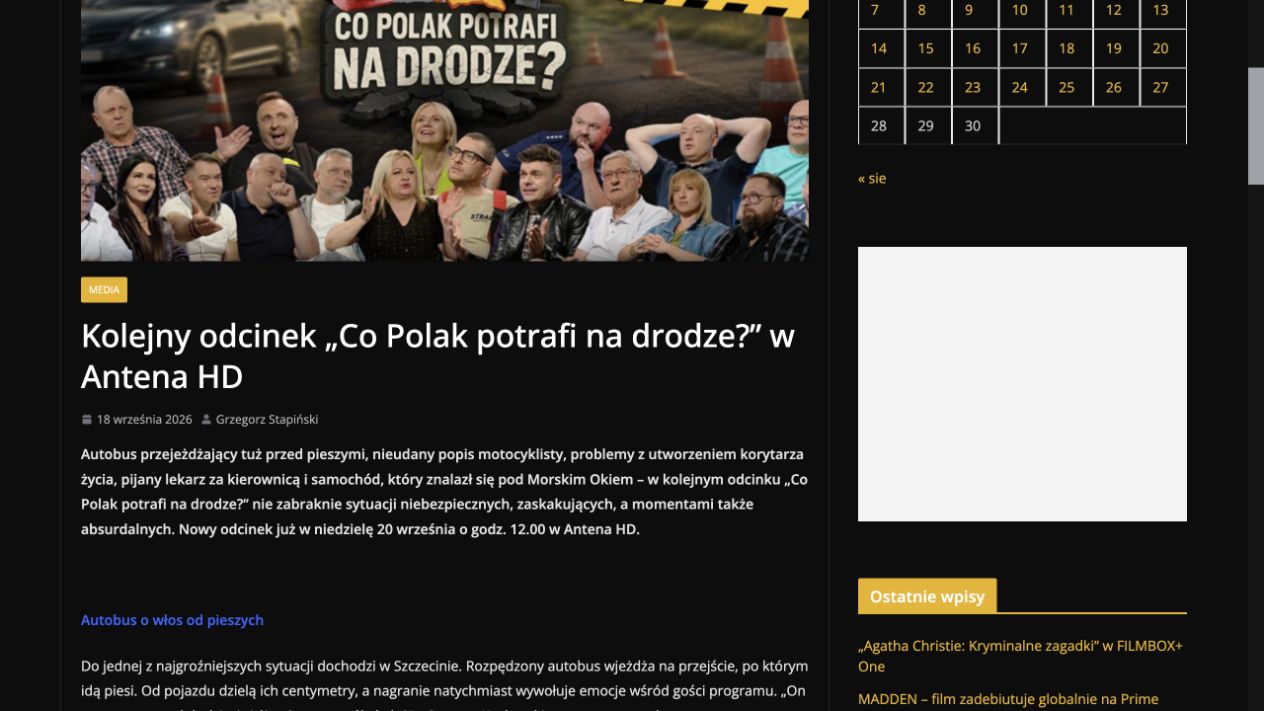 Publikacja: Kolejny odcinek „Co Polak potrafi na drodze?” w Antena HD