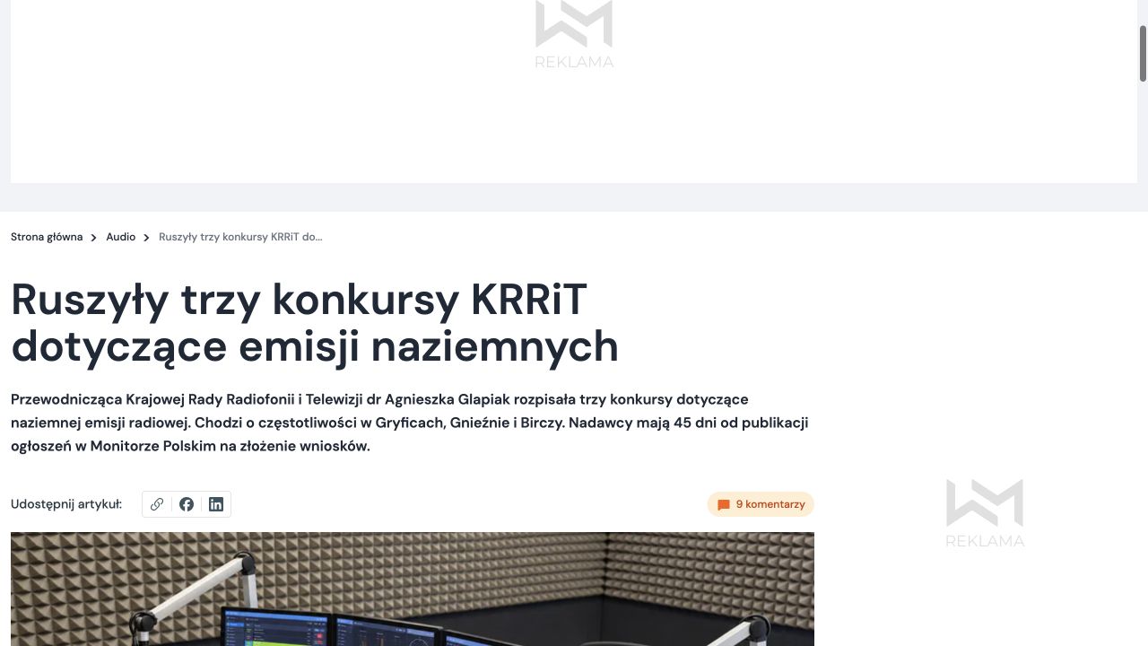 Publikacja: Ruszyły trzy konkursy KRRiT dotyczące emisji naziemnych