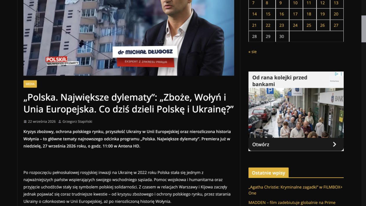 Publikacja: „Polska. Największe dylematy”: „Zboże, Wołyń i Unia Europejska. Co dziś dzieli Polskę i Ukrainę?”