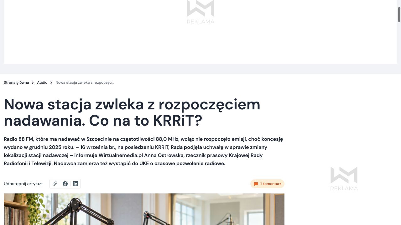 Publikacja: Nowa stacja zwleka z rozpoczęciem nadawania. Co na to KRRiT?