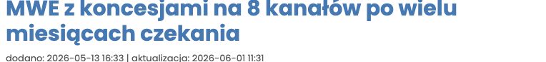 Publikacja: MWE z koncesjami na 8 kanałów po wielu miesiącach czekania