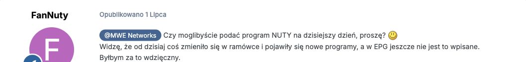 Komentarz: NUTA.TV: prośba o aktualną informację programową