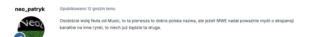 Komentarz: Przywiązanie do nazwy Nuta i ocena marki MUSIC