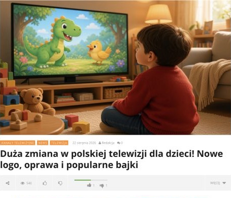 Zrzut ekranu publikacji: Duża zmiana w polskiej telewizji dla dzieci! Nowe logo, oprawa i popularne bajki