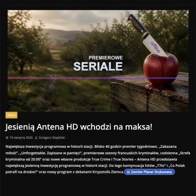 Zrzut ekranu publikacji: Jesienią Antena HD wchodzi na maksa!