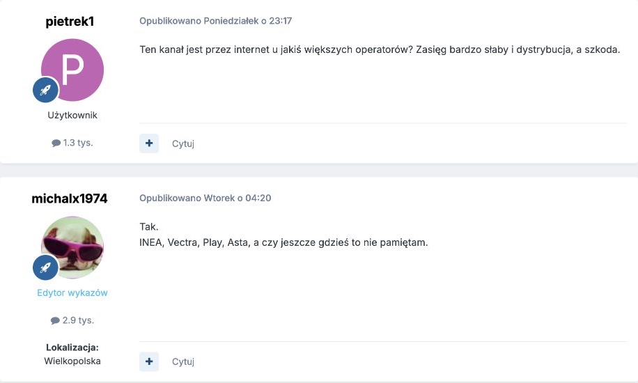 Zrzut wpisu z forum: Widzowie pytają o szerszą dostępność WTK