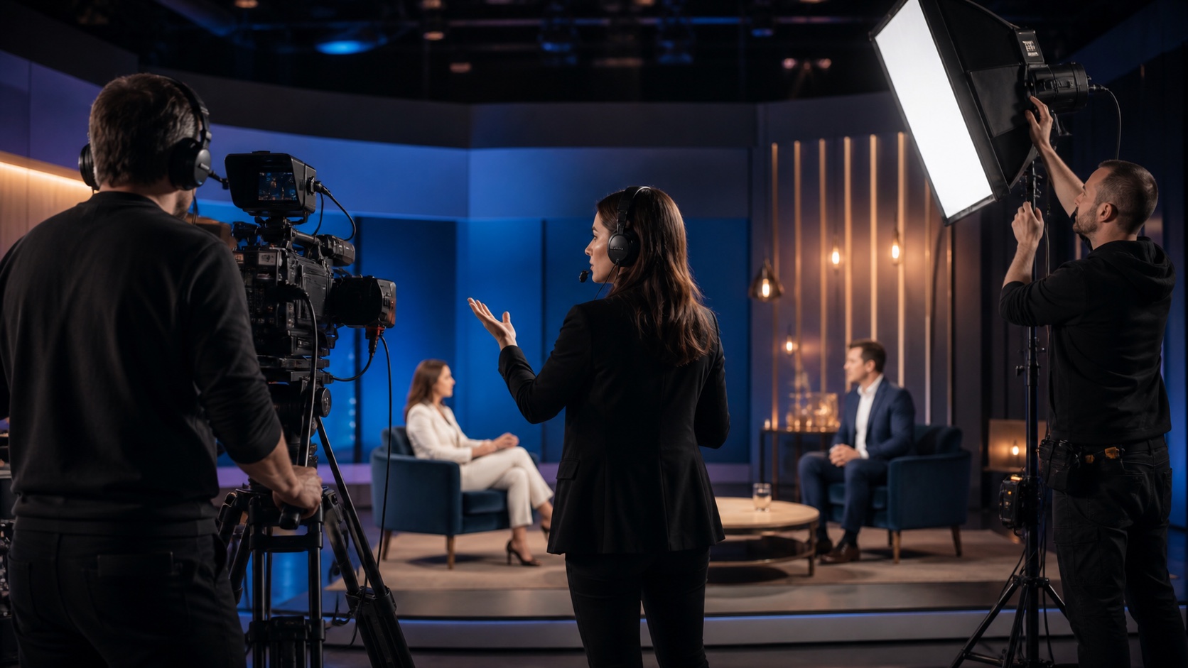 Produkcja programu telewizyjnego w nowoczesnym studiu